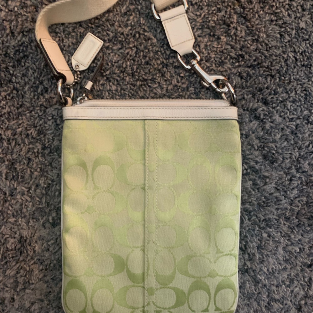 Coach Light Green Signature Crossbody with White Trim#M05N-6016